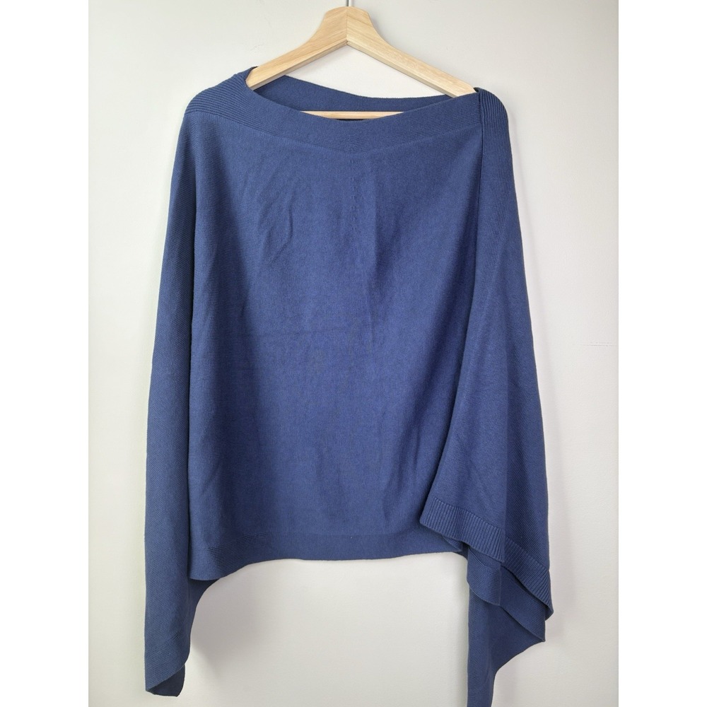 J.Jill Women's Blue Knit Poncho Sweater - One Size